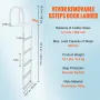 Dock Ladder, Removable 5 Steps, 500 lbs Load Capacity, Aluminum Alloy Pontoon Boat Ladder with 3.1'' Wide Step & Anti-Slip Desig