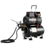 Airbrush Kit, Dual Fan Air Tank Compressor System Kit with 3.5L Air Storage Tank, Air Brush Set with 0.3 mm Tip Airbrush, Holder