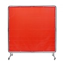 Welding Screen with Frame, 6' x 6' Welding Curtain Screen, Flame-Resistant Vinyl Welding Protection Screen on 4 Swivel Wheels