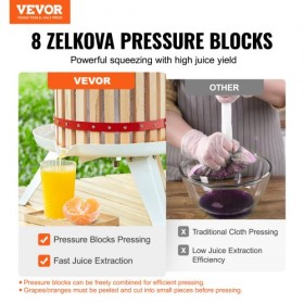 Fruit Wine Press, 4.75 Gallon/18L, Solid Wood Basket with 8 Blocks, Manual Juice Maker, Cider Apple Grape Tincture Vegetables