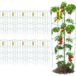 Tomatbure, 11,8 "x 11,8" x 46,1 ", 10 pakker firkantede plantestøttebure, grøn PVC-coated stål tomattårne ​​til klatring