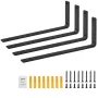 Shelf Bracket, Heavy Duty Floating Shelf Brackets 10 x 6 in, 4 Pcs Brackets for Shelves, 5mm Thick Matte Black L Shelf Bracket,S