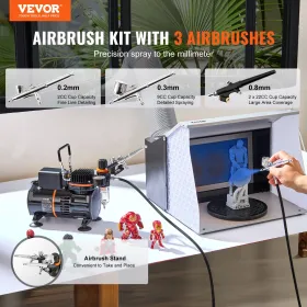 Airbrush Kit Dual Fan Air Kompressor Airbrushing System Kit 3