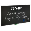 Black Board, 70 x 40 inch Large Chalkboard with Aluminum Frame, Black Boards Dry Erase Includes 1 Magnetic Erase & 3 Dry Erase