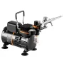 Airbrush Kit, Dual Fan Air Compressor Professional Airbrushing System Kit with 3 Airbrushes, Holder, Color Mixing Wheel, Cleanin