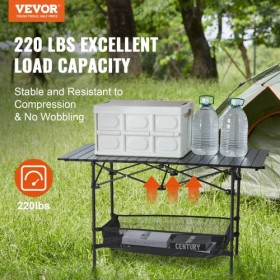 Folding Camping Table, Outdoor Portable Side Tables, Lightweight Fold Up Table, Aluminum & Steel Ultra Compact Work Table with