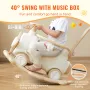 5 in 1 Rocking Horse for Toddlers 1-3 Years, Baby Rocking Horse with Trampoline, Detachable Balance Board, Push Handle and 4 Smo
