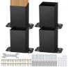 4x4 Post Base 4 Pcs, Inner Size 3.6x3.6 Post Base Brackets, Heavy Duty Powder-Coated Post Anchor Matte Black Wood Post Brackets