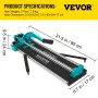 24 Inch/600mm Tile Cutter Double Rails & Brackets Manual Tile Cutter 3/5 in Cap with Precise Laser Manual Tile Cutter Tools for 