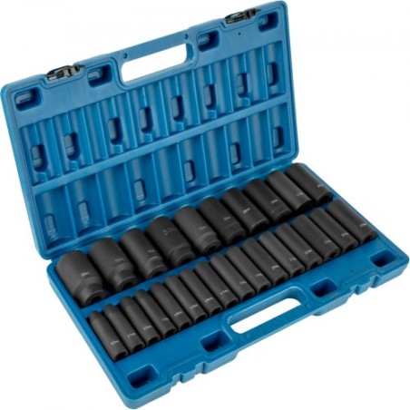 Impact Socket Set, 1/2 "26 stykker Impact Sockets, Deep Socket, 6 -Point Sockets, 1/2 inches Drive Socket Set Impact Metric