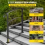 3-Step Transitional Handrail Fits 1 or 3 Steps Matte Stair Rail Wrought Iron Handrail with Installation Kit Hand Rails for Outdo