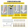 3-Step Handrails for Outdoor Steps Fits 1 or 3 Steps Matte White Stair Rail Wrought Iron Handrail with Installation Kit Hand Rai