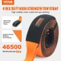 Recovery Tow Strap 4" x 30'/10.2 cm x 9.1 m, 46,500 lbs/21,099 kg Break Strength, Triple Reinforced Loop Straps, Tree Saver, Off