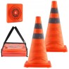 Safety Cones, 2 Pack 18 inch Collapsible Traffic Cones, Construction Cones with Reflective Collars, Wide Base and A Storage