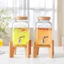 Beverage Dispenser, 1 Gallon Drink Dispensers for Parties, Glass Juice Dispenser with Stand, Stainless Steel Spigot, Iced Tea Le