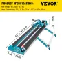 47Inch/1200mm Tile Cutter Double Rail Manual Tile Cutter 3/5 in Cap with Precise Laser Positioning Manual Tile Cutter Tools for 