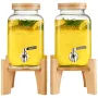 Beverage Dispenser, 1 Gallon Drink Dispensers for Parties, Glass Juice Dispenser with Stand, Stainless Steel Spigot, Iced Tea Le