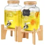Beverage Dispenser, 1 Gallon Drink Dispensers for Parties, Glass Juice Dispenser with Stand, Stainless Steel Spigot, Iced Tea Le