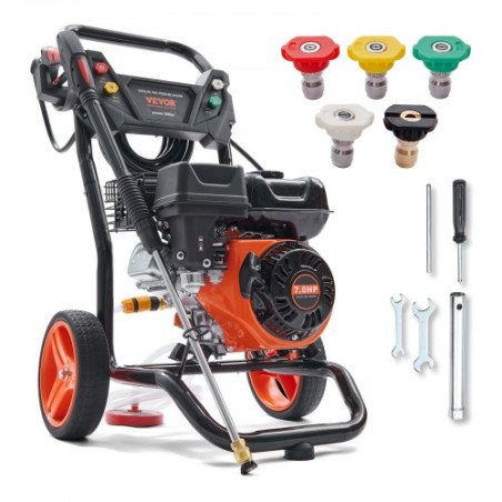 Gas Pressure Washer, 3600 PSI 2.6 GPM, Gas Powered Pressure Washer with Copper Pump, Spray Gun and Extension Wand, 5 Quick