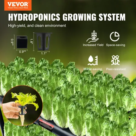 Hydroponics Growing System, 72 Sites 2 Layers, Dark Grey PVC Pipes Hydroponic Grow Kit with Water Pump, Timer, Baskets and Spong
