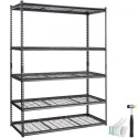 Storage Shelving Unit, 5-Tier Adjustable, 2000 lbs Capacity, Heavy Duty Garage Shelves Metal Organizer Wire Rack, Black, 60" L