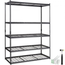 Opbevaringshylderenhed, 5-lags justerbar, 2000 lbs kapacitet, tunge garagehylder Metalarrangør Wire Rack, sort, 60 "L
