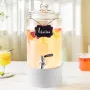 Beverage Dispenser, 1 Gallon Drink Dispensers for Parties, Glass Juice Dispenser with Stainless Steel Spigot, Iced Tea Lemonade 