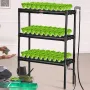 Hydroponics Growing System, 108 Sites 3 Layers, Dark Grey PVC Pipes Hydroponic Grow Kit with Water Pump, Timer, Baskets and Spon