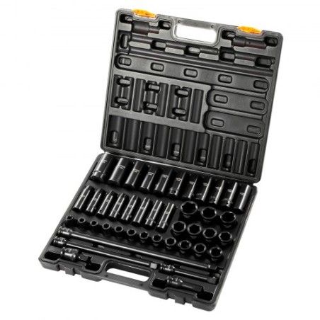 Impact Socket Set 1/2 inches 43 Piece Impact Sockets, Standard Socket Assortment, 1/2 inches Drive Socket Set 6-Point Sockets
