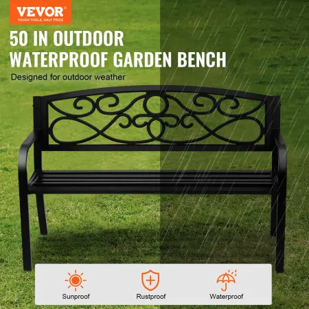 Outdoor Bench, 50 inches Metal Garden Bench for Outdoors, 550 lbs Load Capacity Bench, Outdoor Garden Park Bench with Backrest a