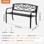 Outdoor Bench, 50 inches Metal Garden Bench for Outdoors, 550 lbs Load Capacity Bench, Outdoor Garden Park Bench with Backrest a