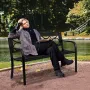 Outdoor Bench, 50 inches Metal Garden Bench for Outdoors, 550 lbs Load Capacity Bench, Outdoor Garden Park Bench with Backrest a