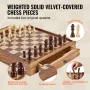 Solid Wood Chess Set, 15 inch 2-IN-1 Chess Checkers Game Set, Chess Board Games with Storage Drawer & Weighted Chess Checkers Pi