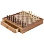 Solid Wood Chess Set, 15 inch 2-IN-1 Chess Checkers Game Set, Chess Board Games with Storage Drawer & Weighted Chess Checkers Pi