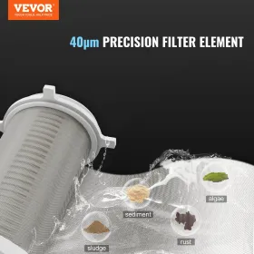 Spin Down-filter, 40 mikron hele husets sedimentfilter til