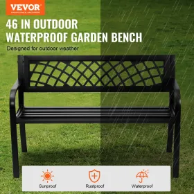 Outdoor Bench, 46 inches Metal Garden Bench for Outdoors, 480 lbs Load Capacity Bench, Outdoor Garden Park Bench with Backrest