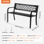 Outdoor Bench, 46 inches Metal Garden Bench for Outdoors, 480 lbs Load Capacity Bench, Outdoor Garden Park Bench with Backrest a