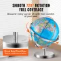 Illuminated World Globe with Stand, 9 in/228.6 mm, Educational Earth Globe with Stable Heavy Metal Base and LED Constellation Ni
