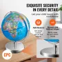 Lyseret World Globe med Stand Educational 9 in/228,6 mm