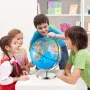 Illuminated World Globe with Stand, 9 in/228.6 mm, Educational Earth Globe with Stable Heavy Metal Base and LED Constellation Ni