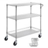 Kitchen Utility Cart, 3 lag, ledningskurv med 661 kg kapacitet, ståltjenestevogn på hjul, metalopbevaringsvogn med