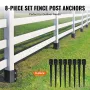 Fence Post Anchor Ground Spike, 8 Pack 36 x 4 x 4 Inches Outer Diameter (Inner Diameter 3.5 x3.5 Inches), Metal Black Powder