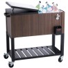80Qt Rolling Cooler Cart with Bottle Opener Drainage Patio Party Bar Drink