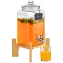 Beverage Dispenser, 1.5 Gallon/5.5 L Drink Dispensers for Parties, Glass Juice Dispenser with Stand, Stainless Steel Spigot, Ice