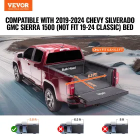 Truck Bed Cover, Roll Up Truck Bed Tonneau Cover, Compatible with 2019-2024 Chevy Silverado GMC Sierra 1500 (NOT FIT 19-24