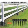 Fence Post Anchor Ground Spike, 8 Pack 24 x 4 x 4 Inches Outer Diameter (Inner Diameter 3.5 x3.5 Inches), Metal Black Powder