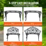 Outdoor Bench, 38.8 inches Metal Garden Bench for Outdoors, 480 lbs Load Capacity Bench, Outdoor Garden Park Bench with Backrest