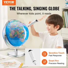Talking World Globe 9 in/228.6 mm Interactive Globe for Kids Smart Pen (Map Language: English)