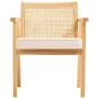 Rattan Chair, Mid Century Modern Dining Chair with Armrest, Upholstered Chair with Rattan Back, Retro Rattan Dining Room Kitchen