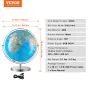 Belyset World Globe med Stand Educational 13in/330.2mm